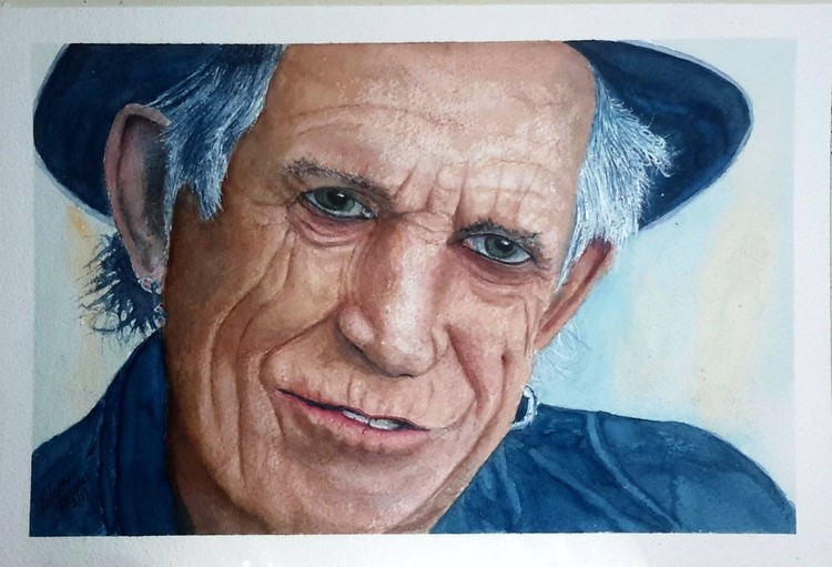 A Watercolor of Keith Richards