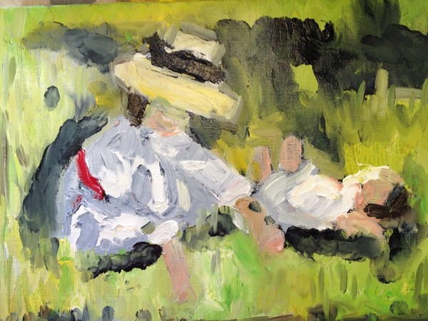 Mother and Child Relaxing in the Shade 1918