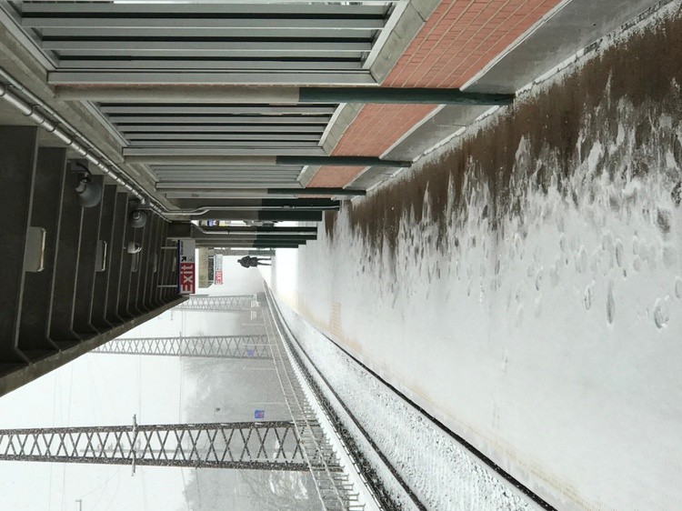 A lonely train station in winter