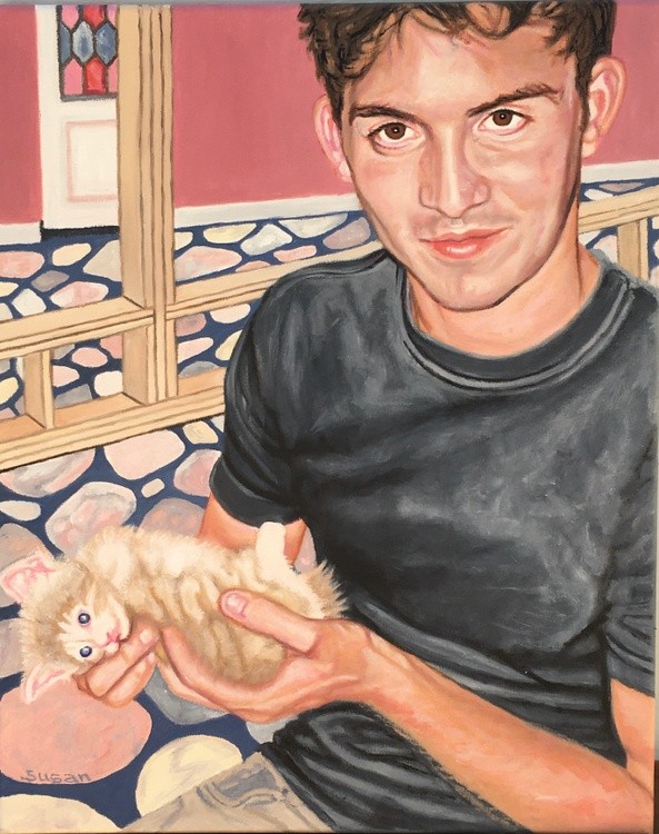 Marco and baby Almond in the Kat Shak