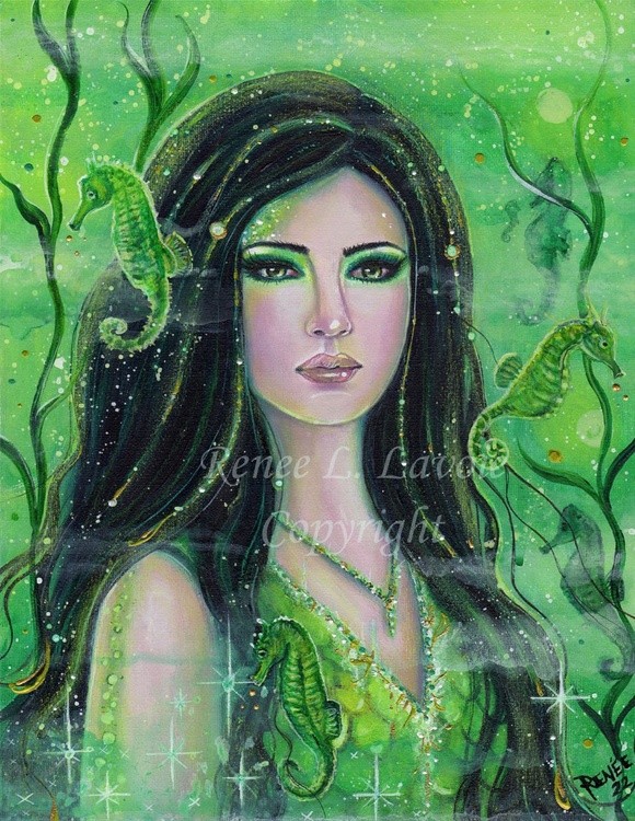 Peridot  mermaid art by Renee L. Lavoie