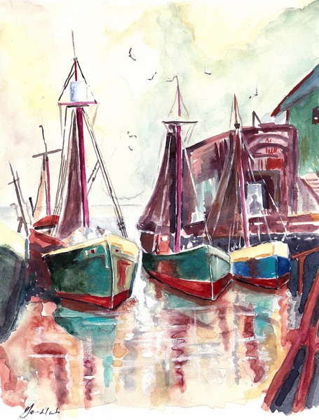 fishing boats at anchor