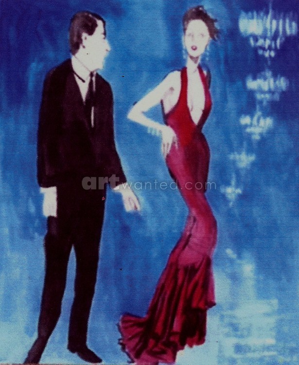 The Red Gown with Chandeliers and Man