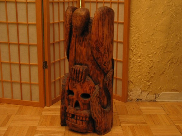 Resurrection . hand carved wood sculpture