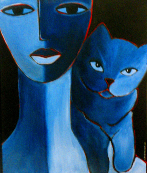 cat and woman