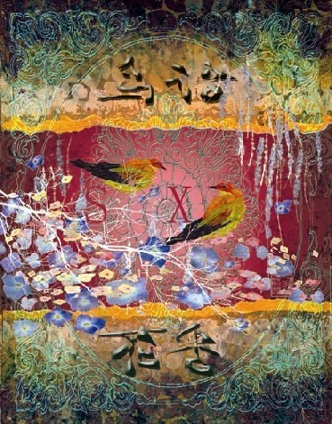 Bird singing with flower fregrance