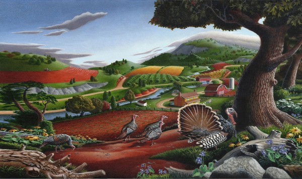 Wild Turkeys Country Landscape - Phone Case Art