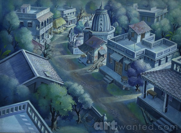 Ancient Indian town at Night