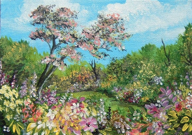Summer garden 7x5 acrylic