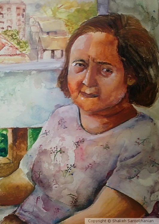 Woman in Balcony-portrait  of my mother