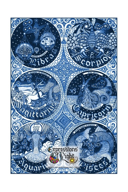 ExpoLight-Graphic-Arts-Zodiac-1994-6-Poster-Set-0002 (Pen-&-Ink-Blue-Sepia-SP)
