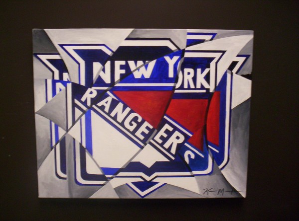 New York Rangers Abstract Painting