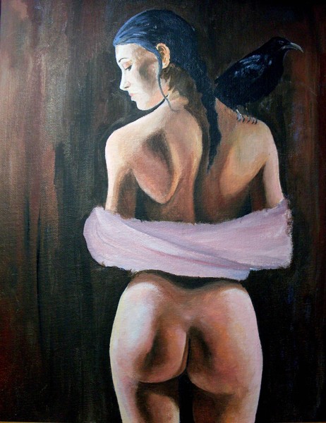 Female Study With Crow