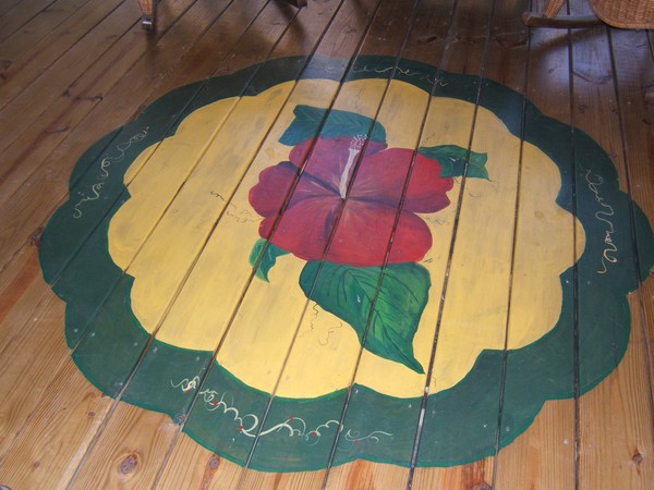 Hibiscus on deck floor