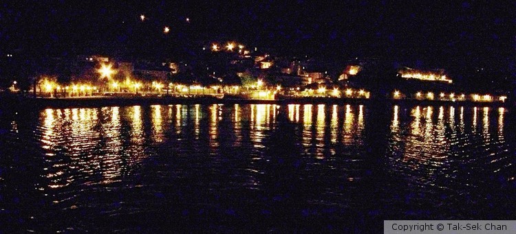 The Rhone River at night, Lyon, France, Nov. 2017