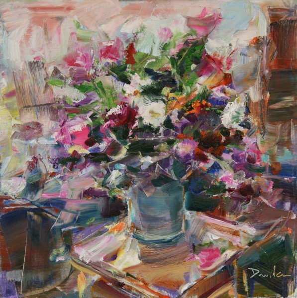 Crizantemas 80 x 80 cm oil on linen