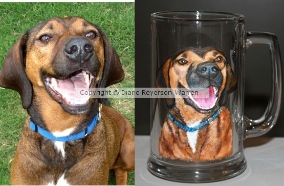 custom painted dog beer mug