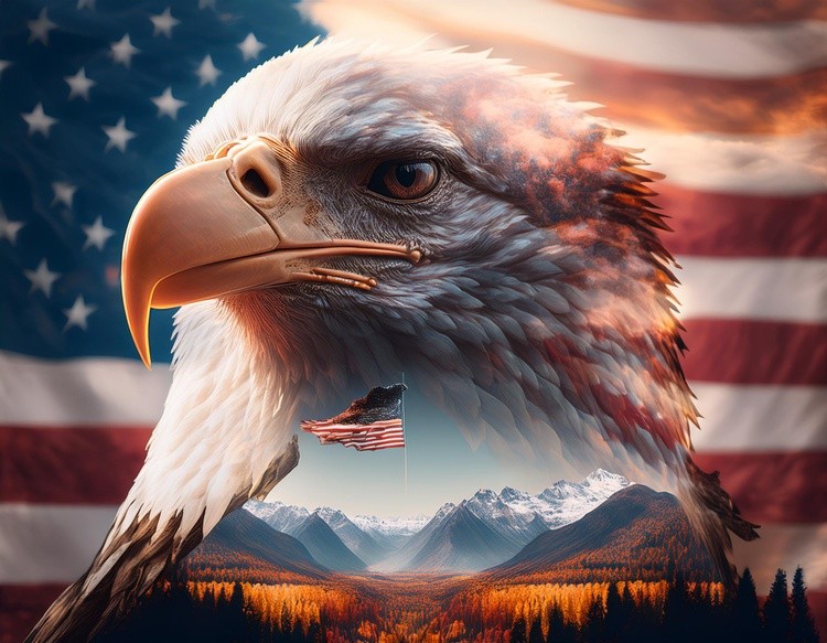  first image is a Majestic American Bald Eagle with American fl (2)
