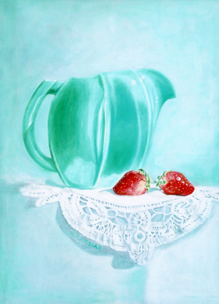 Green Pitcher & Strawberries