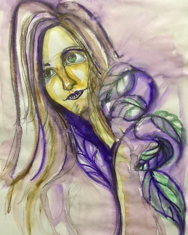 bigeyeart portrait watercolor blue greeneyes 