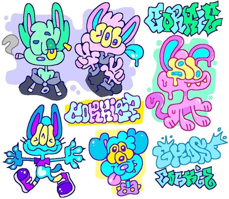 Doodles and letters