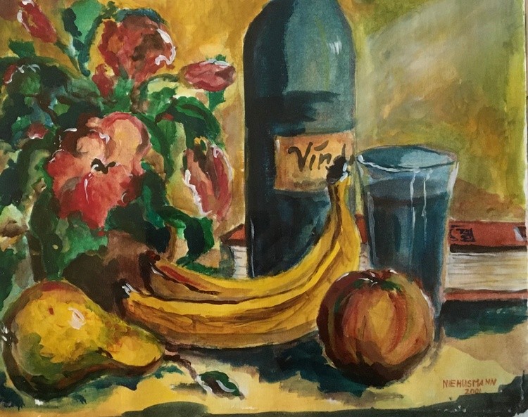 Stilleben mit Flasche