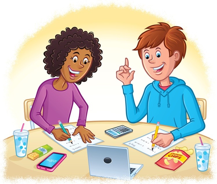 Teen Girl And Boy Doing Math Assignment