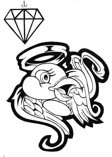 Halo and Bird and Diamonds