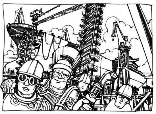 Shipyard worekers