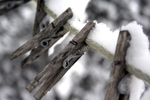 Clothes pins in Snow