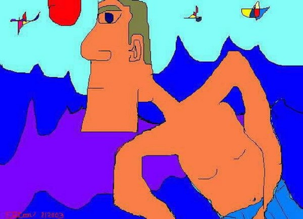 Life Guard Giano on Beach Patrol (c) 2003 elton houck digital art