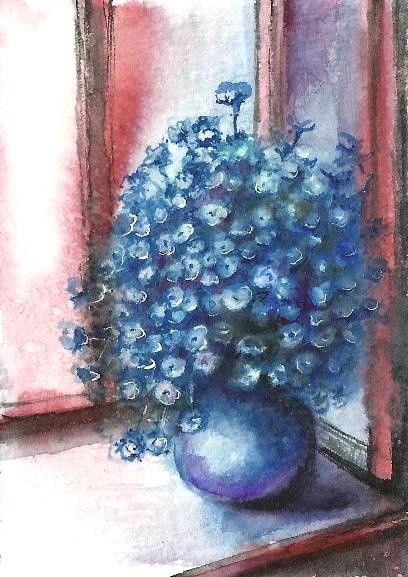 Bouquet blue flowers