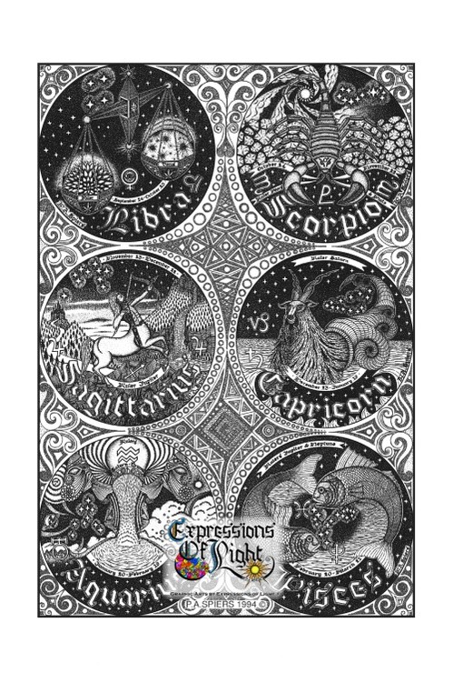 ExpoLight-Graphic-Arts-Zodiac-1994-6-Poster-Set-0002 (Pen-&-Ink-Mono-SP)