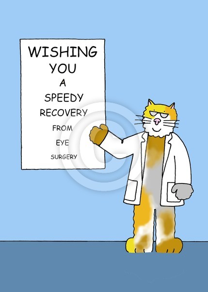 Recovery from eye surgery.