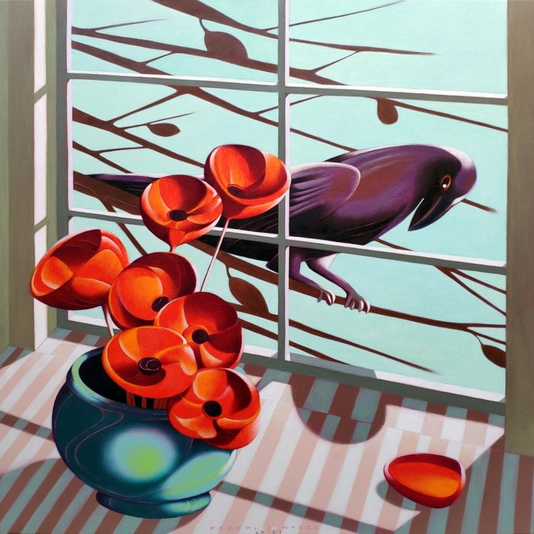 A crow outside the window