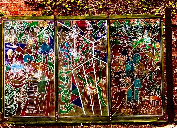 Painted Glass Garden Installation