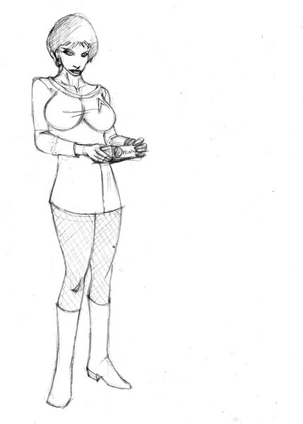 uhura is holding a metal device