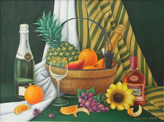 Still life with fruit basket