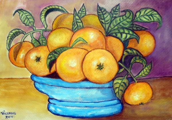 Vase and oranges