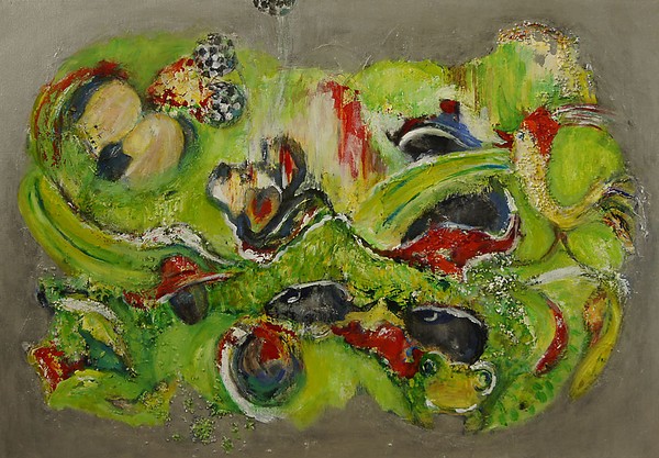 Silver, green and red