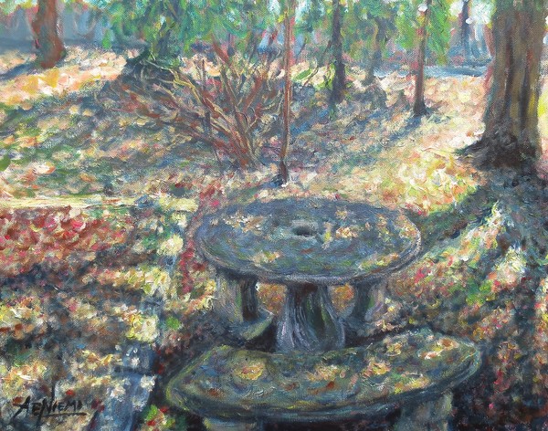 Stone Table and Benches In Shadow