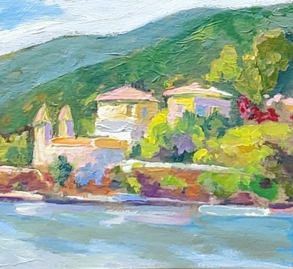 Riverside town somewhere in Europ