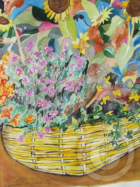 The Yellow Wicker Basket, Aquarelle, 2012, 46x55 cm., 18 x 21.5 in
