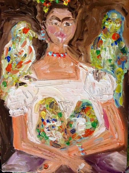 Frida Khalo with Parrots