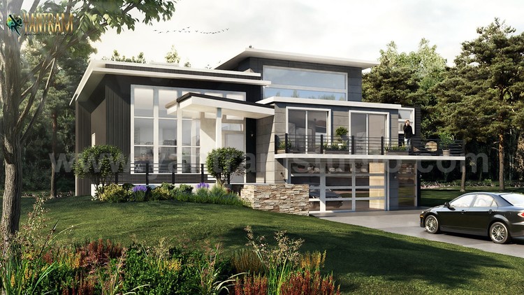  Flat Roof Landscaping Exterior House Concept of Exterior Rendering Services
