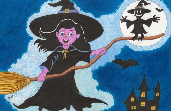 Fun stunts on witch's broom