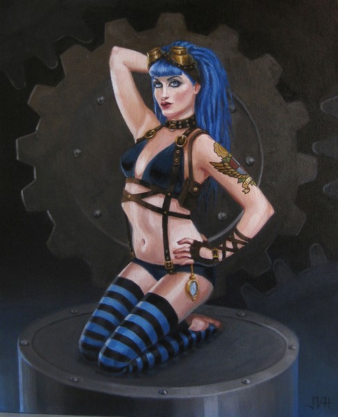 Gear Girl Blue, 11x14 inch print 