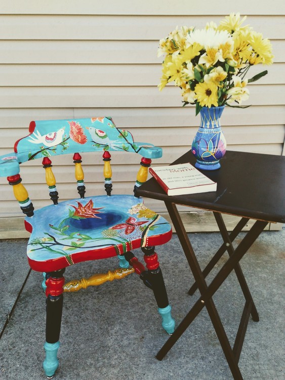 Hand painted bohemian chair