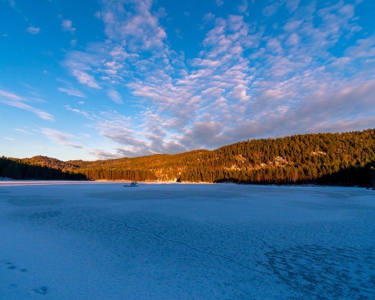 Frozen lake with beautiful landscape