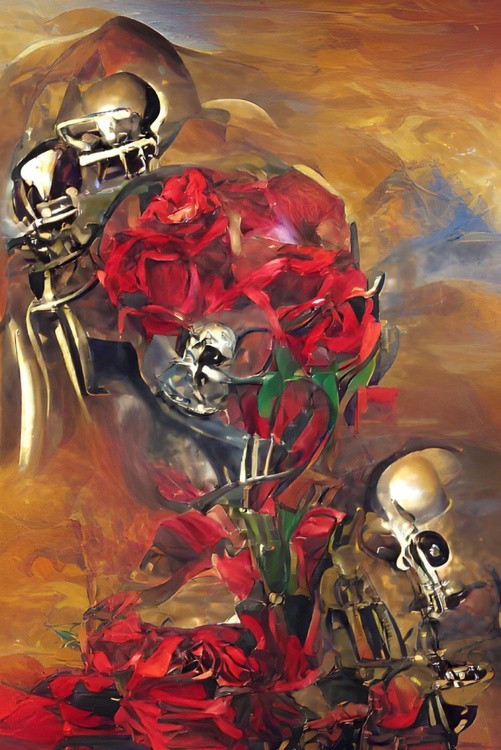 Metal Skulls And Red Roses